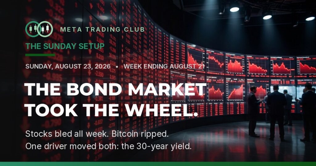 The bond market took the wheel: stocks fell all week while Bitcoin surged, driven by the 30-year Treasury yield hitting 5.31%