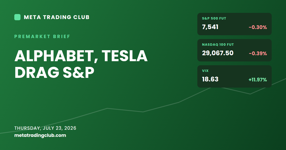 Meta Trading Club premarket brief for July 23, 2026: Alphabet and Tesla drag the S&P