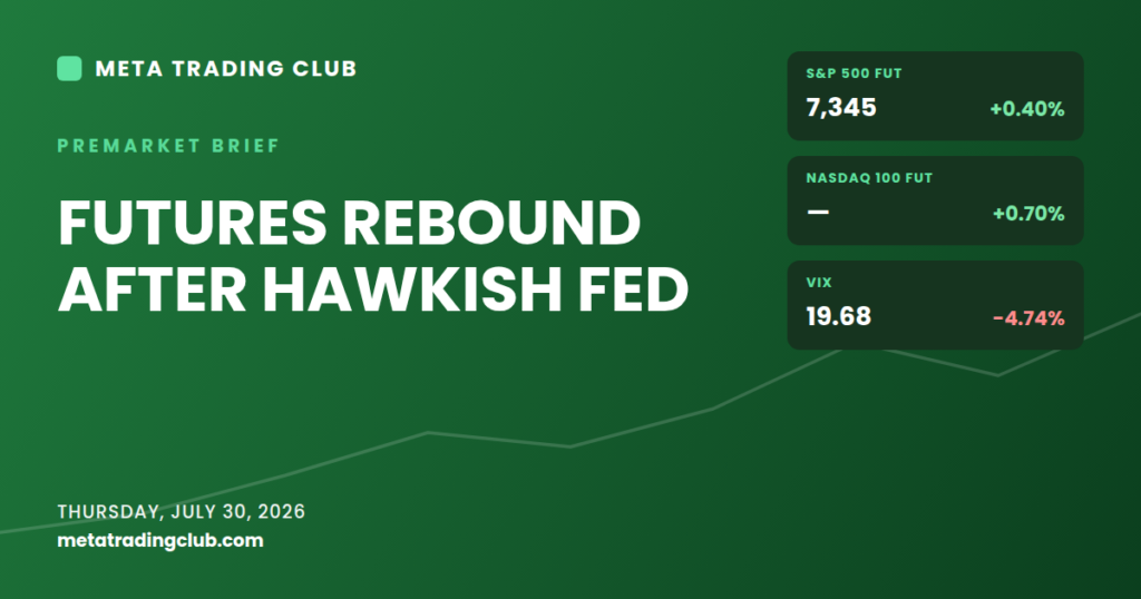 Meta Trading Club premarket brief for July 30, 2026: futures rebound after a hawkish Fed
