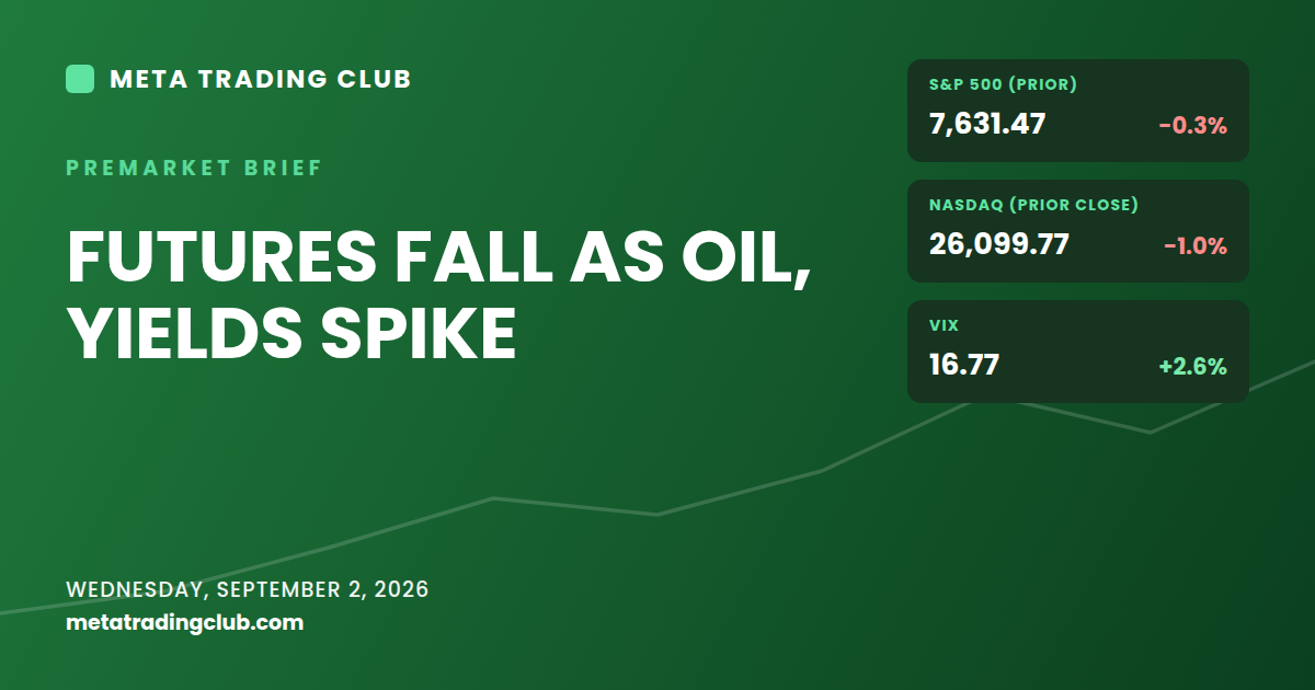Meta Trading Club premarket brief for September 2, 2026: futures fall as oil and yields spike