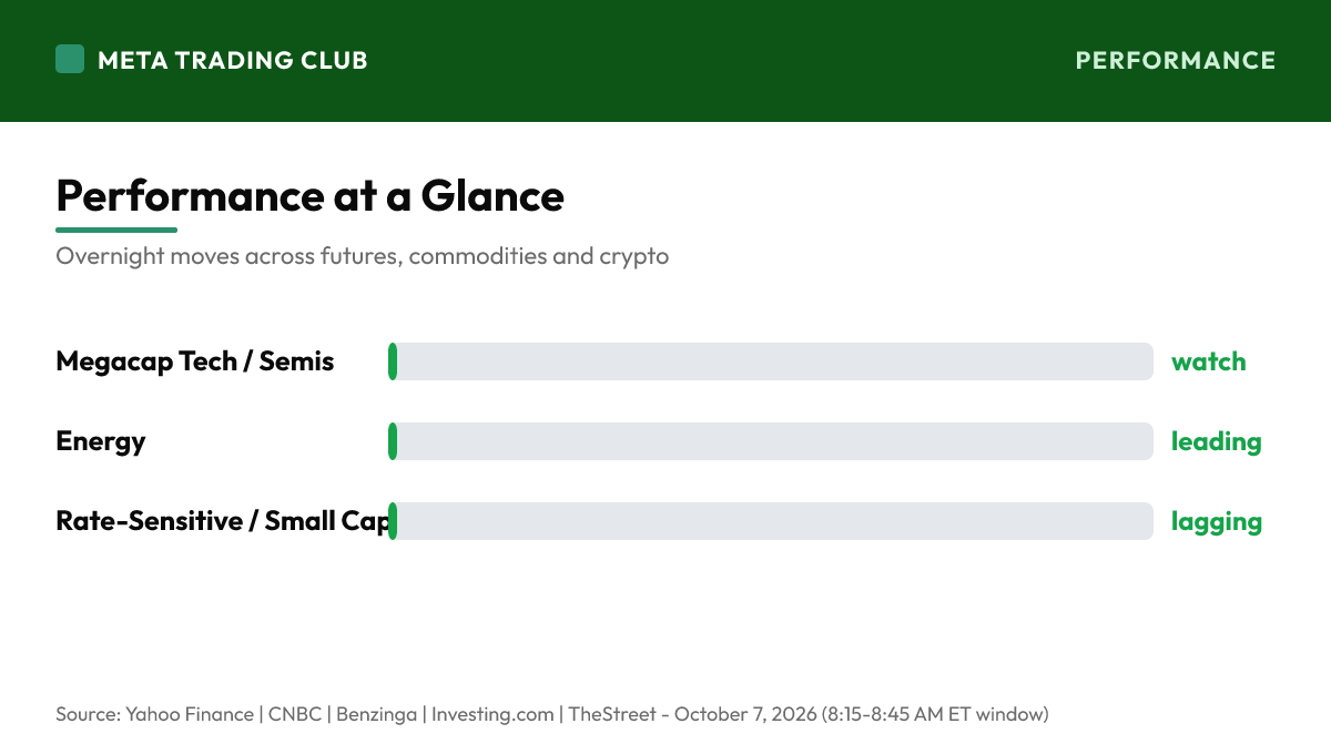 Overnight performance chart Wednesday, October 7, 2026
