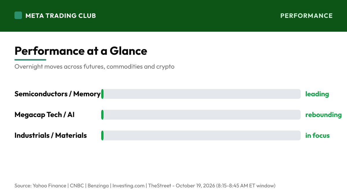 Overnight performance chart Monday, October 19, 2026